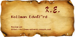 Kollman Edvárd névjegykártya